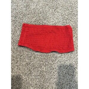 Women’s Red Tube Top Medium No Boundaries Ribbed Crop M Med